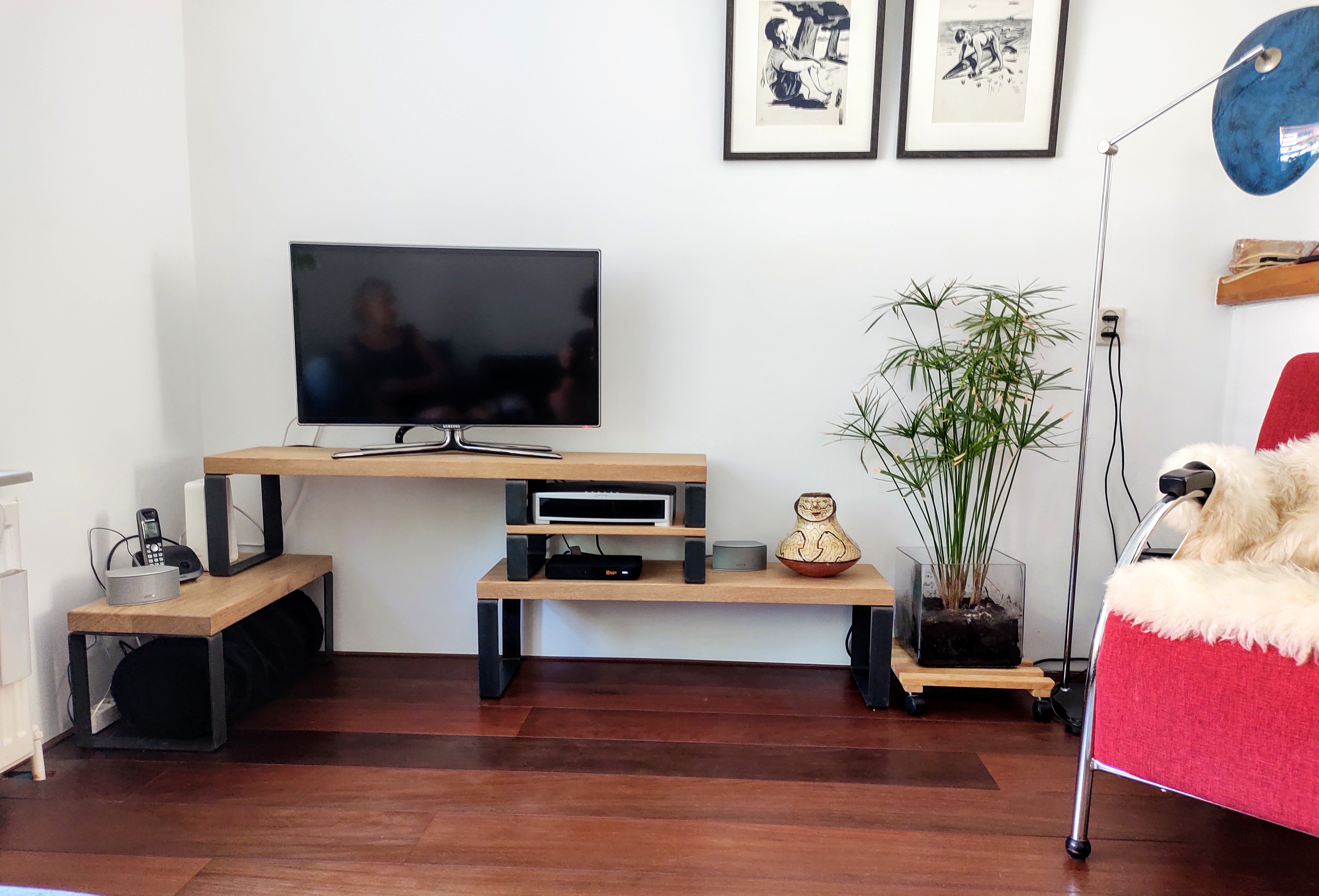 Steel and oak TV Cabinet